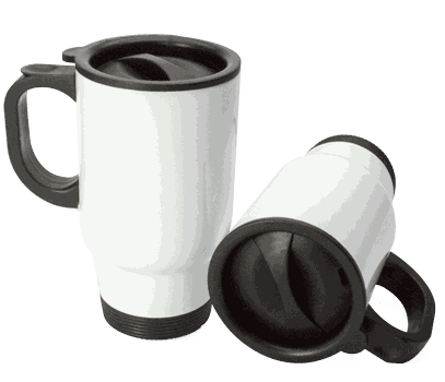 Travel Mug, Stainless Steel White 14oz